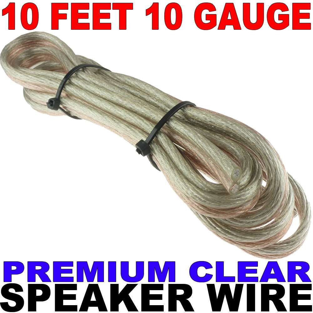 10 Gauge Speaker Wire Car Home Audio 10ga 10 ft Clear Fast Free USA Shipping